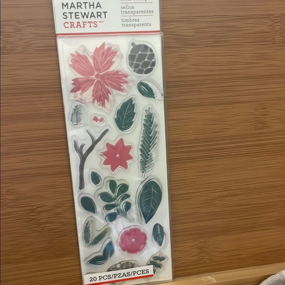 Martha Stewart Crafts Clear Stamps Set poinsettias and branches